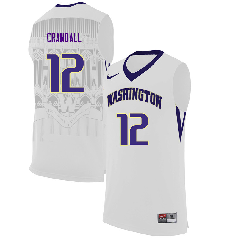 Men Washington Huskies #12 Jason Crandall College Basketball Jerseys Sale-White - Click Image to Close